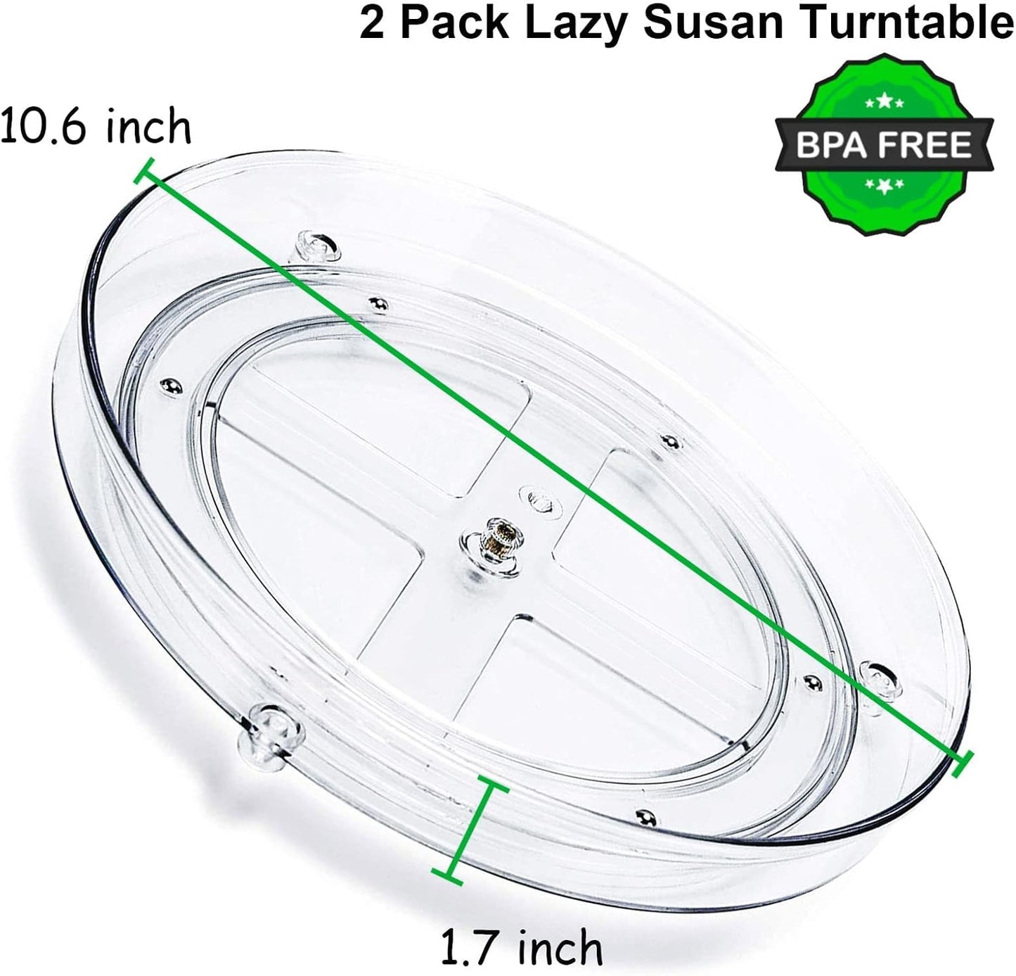 2-Pack Lazy Susan Turntable Organizer, 10.6" — Rotating Storage for Pantry & Cabinets