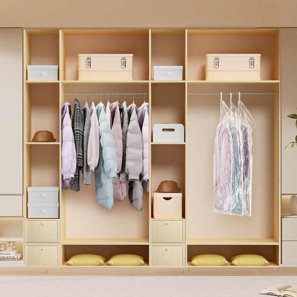 Hanging Vacuum Storage Bags for Clothes with Hand Pump,Coat Storage Bag Hanging,Vacuum Bags for Clothes,Space Saver Vacuum Storage Bags,Garment, Clothing, Dress, Suit, Long Coat, Jacket(Long 4 Pack）