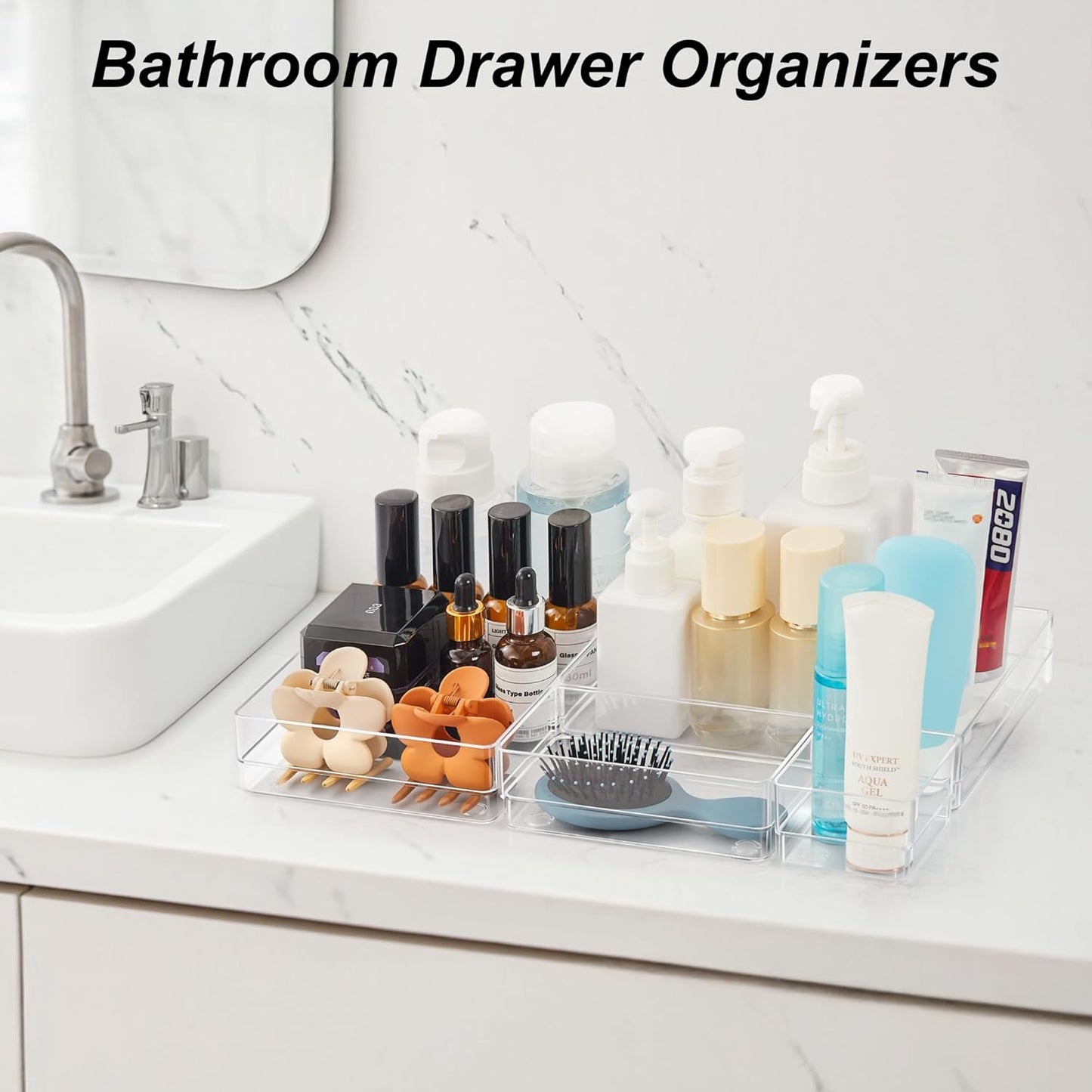 7-Piece Drawer Organizer Set – Clear, Non-Slip, Multi-Size Storage Trays
