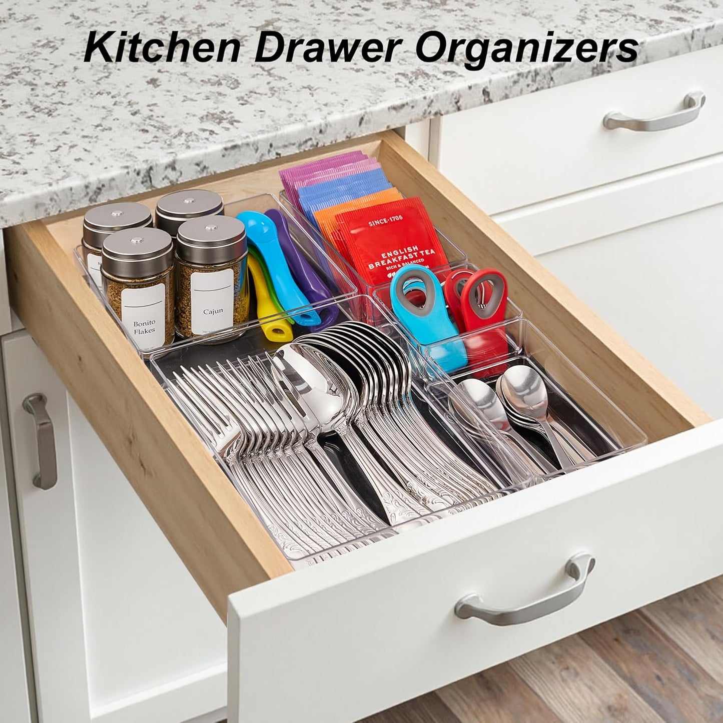 7-Piece Drawer Organizer Set – Clear, Non-Slip, Multi-Size Storage Trays
