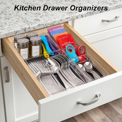 7-Piece Drawer Organizer Set – Clear, Non-Slip, Multi-Size Storage Trays