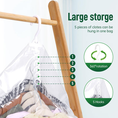 Hanging Vacuum Storage Bags for Clothes with Hand Pump,Coat Storage Bag Hanging,Vacuum Bags for Clothes,Space Saver Vacuum Storage Bags,Garment, Clothing, Dress, Suit, Long Coat, Jacket(Long 4 Pack）