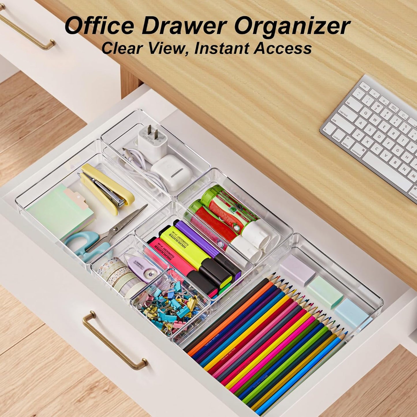 7-Piece Drawer Organizer Set – Clear, Non-Slip, Multi-Size Storage Trays